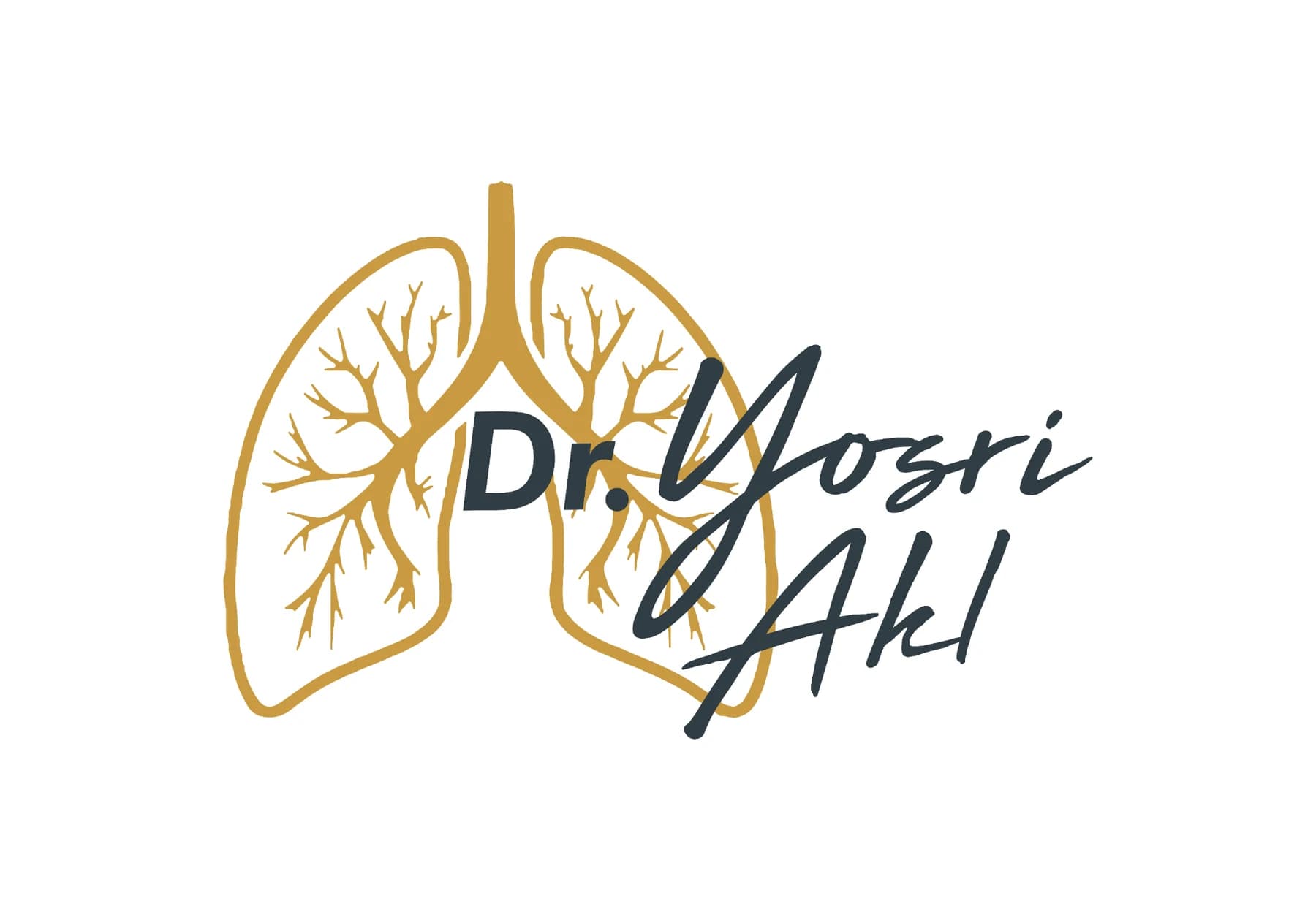 Dr. Yosri Akl logo combining a stylized lung illustration with a handwritten name mark